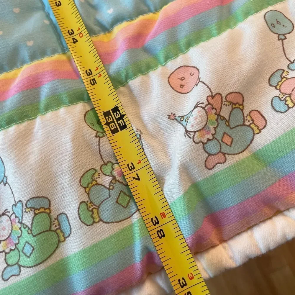 Vintage Quilted I Love You Clown Baby Blanket 39x30